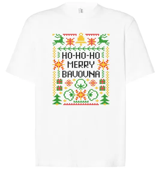 Футболка Оверсайз Новорічна бавовна Белый фото