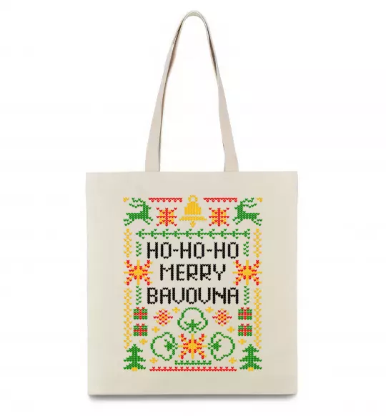Эко-сумка Новорічна бавовна Бежевый фото