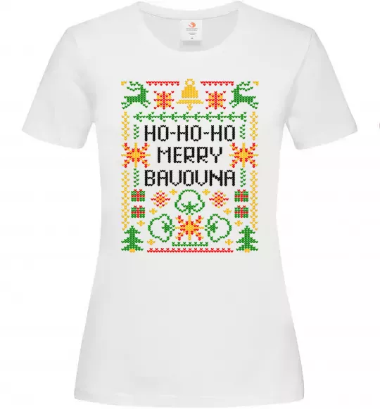 Жіноча футболка Новорічна бавовна Білий фото