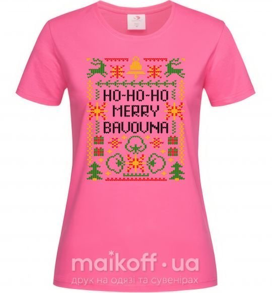 Жіноча футболка Новорічна бавовна Яскраво-рожевий фото