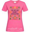 Жіноча футболка Новорічна бавовна Яскраво-рожевий фото