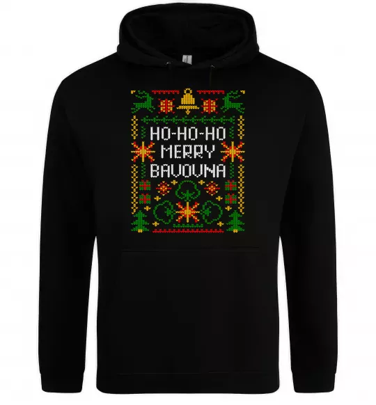 Женская толстовка (худи) Новорічна бавовна Черный фото