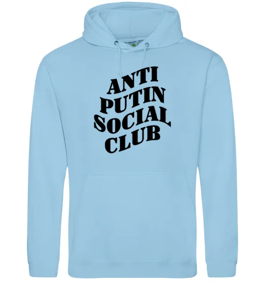 Мужская толстовка (худи) Anti putin social club Голубой фото