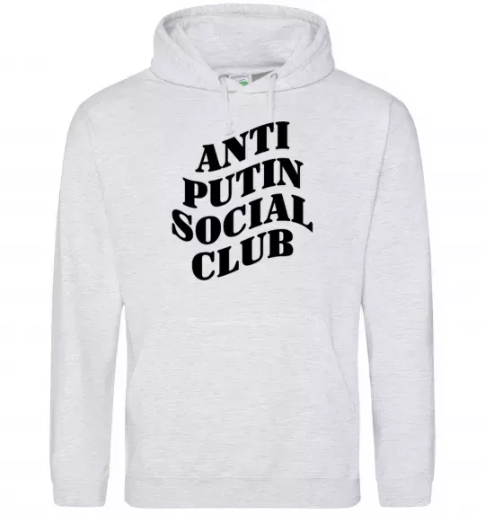 Женская толстовка (худи) Anti putin social club Серый меланж фото