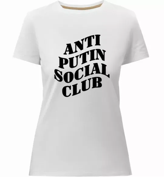 Женская премиум футболка Anti putin social club Белый фото