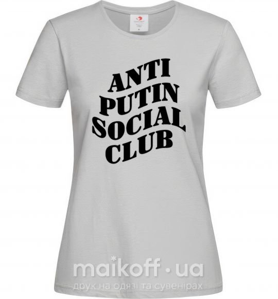 Женская футболка Anti putin social club Серый фото