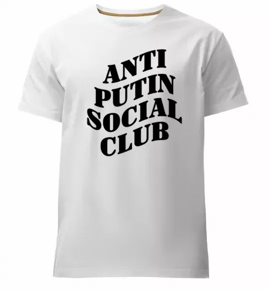Мужская премиум футболка Anti putin social club Белый фото