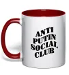 Чашка с цветной ручкой Anti putin social club Красный Чашка с цветной ручкой Anti putin social club Красный фото