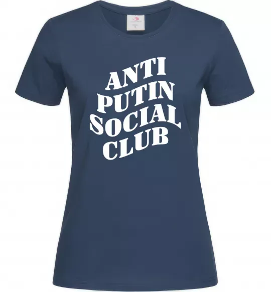 Жіноча футболка Anti putin social club Темно-синій фото