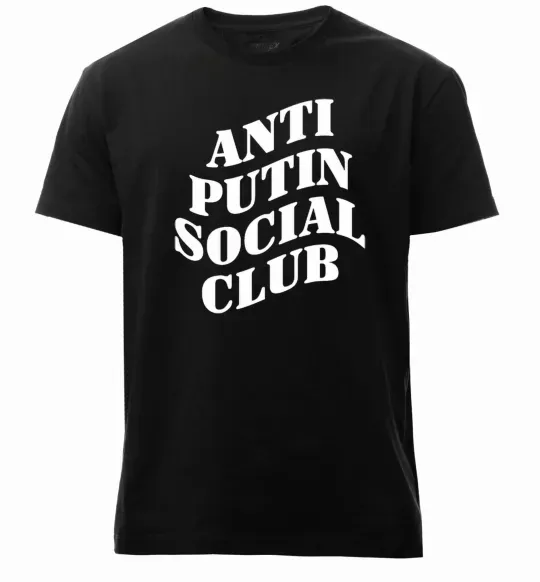 Мужская премиум футболка Anti putin social club Черный фото