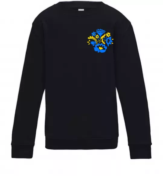 Детский Свитшот Квіти орнамент ВИШИВКА Черный фото