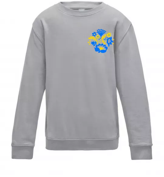 Детский Свитшот Квіти орнамент ВИШИВКА Серый меланж фото