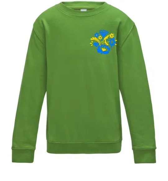 Детский Свитшот Квіти орнамент ВИШИВКА Лаймовый фото