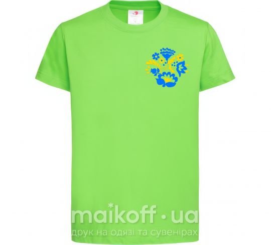 Детская футболка Квіти орнамент ВИШИВКА Лаймовый фото