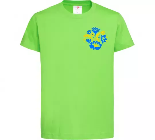Детская футболка Квіти орнамент ВИШИВКА Лаймовый фото