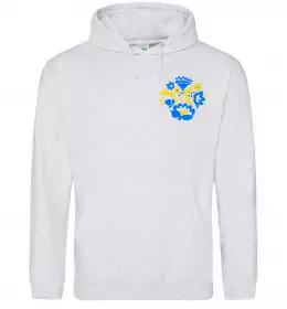 Мужская толстовка (худи) Вишиванка - I love Ukraine Серый меланж фото