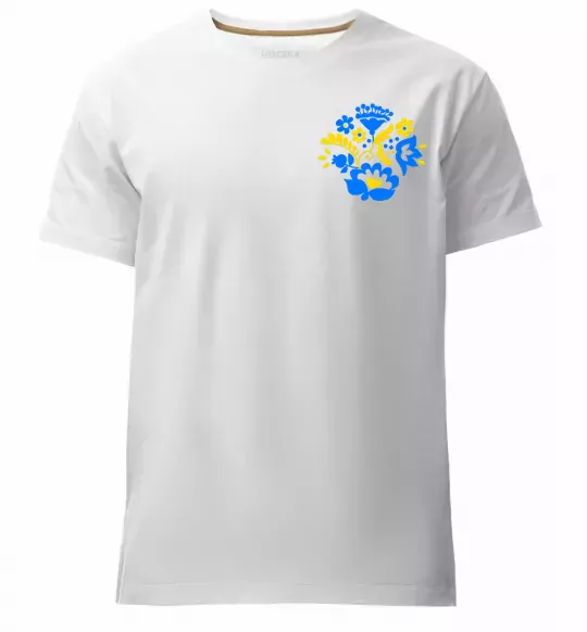 Мужская премиум футболка Квіти орнамент ВИШИВКА Белый фото