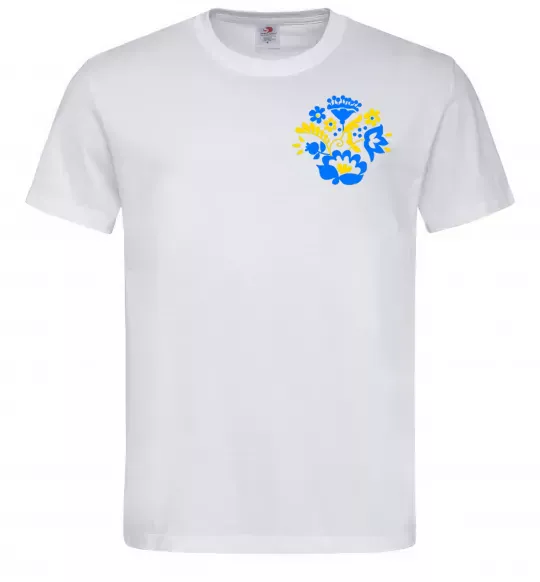 Мужская футболка Квіти орнамент ВИШИВКА Белый фото