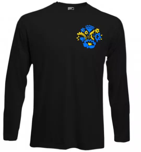 Лонгслив Квіти орнамент ВИШИВКА Черный фото