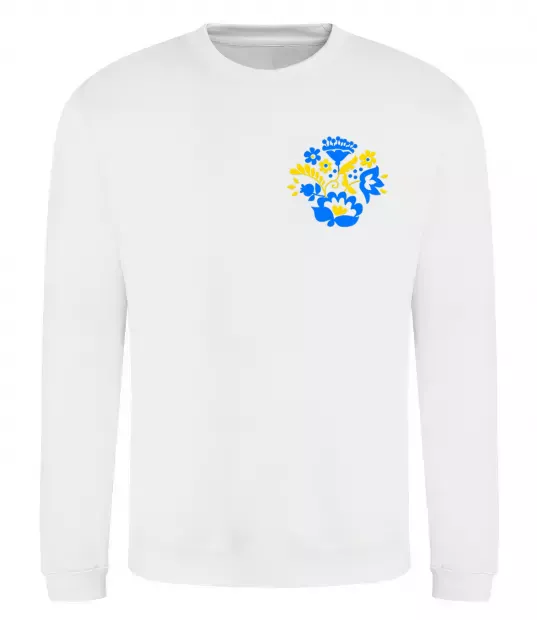 Світшот Квіти орнамент ВИШИВКА Білий фото