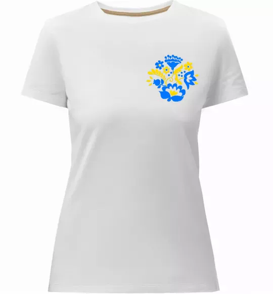 Женская премиум футболка Квіти орнамент ВИШИВКА Белый фото