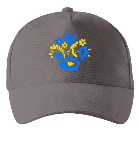 Кепка Квіти орнамент ВИШИВКА Серый фото