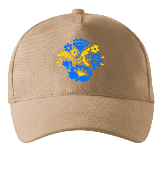 Кепка Квіти орнамент ВИШИВКА Пісочний фото