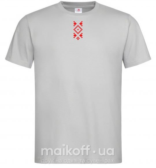 Мужская футболка Українська вишиванка ВИШИВКА Серый фото
