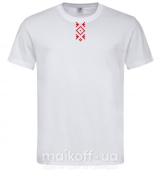 Мужская футболка Українська вишиванка ВИШИВКА Белый фото