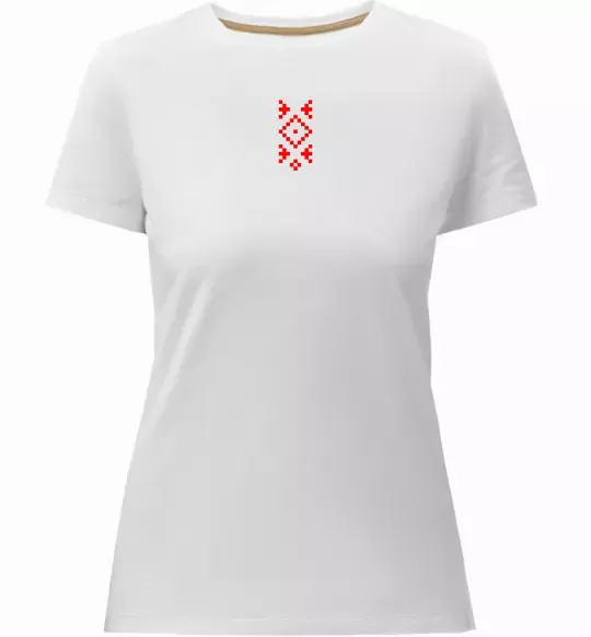 Женская премиум футболка Українська вишиванка ВИШИВКА Белый фото