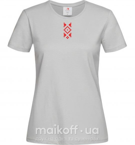 Женская футболка Українська вишиванка ВИШИВКА Серый фото