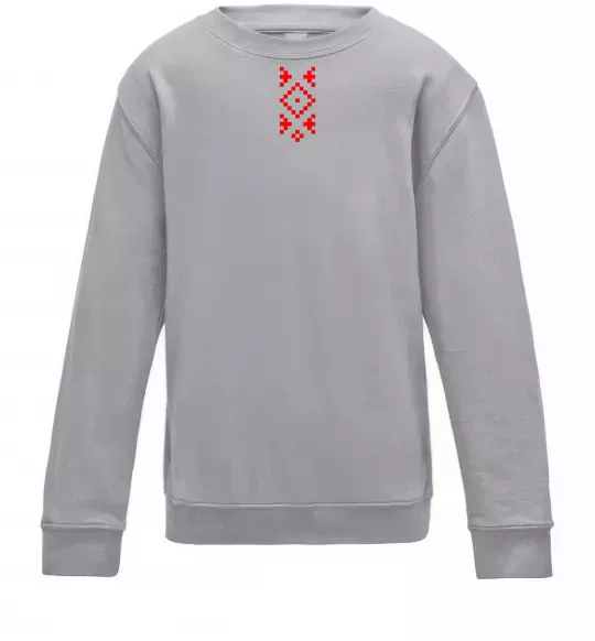 Дитячий світшот Українська вишиванка ВИШИВКА Сірий меланж фото