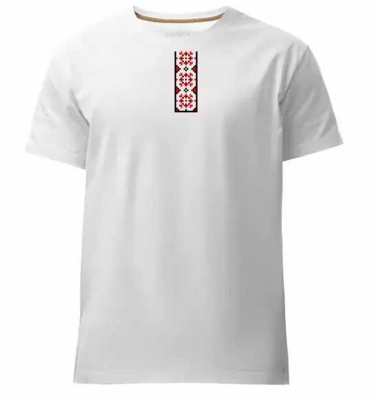 Мужская премиум футболка Український орнамент вишиванка ВИШИВКА Белый фото