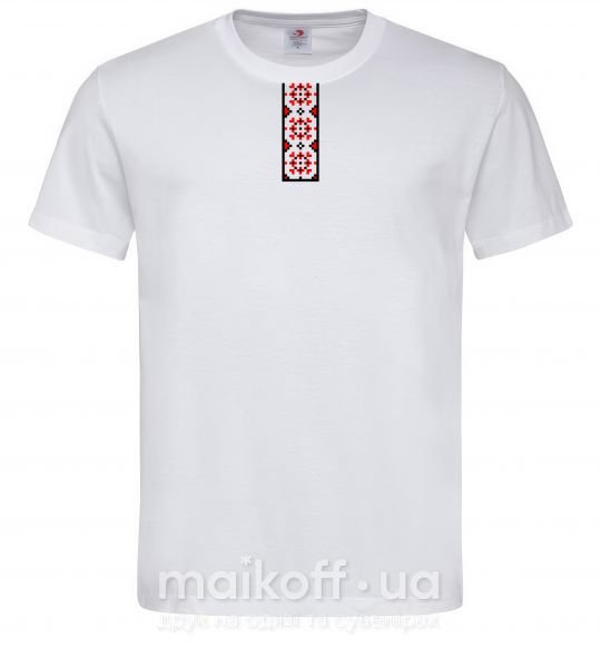 Чоловіча футболка Український орнамент вишиванка ВИШИВКА Білий фото
