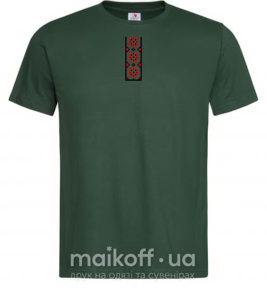 Мужская футболка Український орнамент вишиванка ВИШИВКА Темно-зеленый фото
