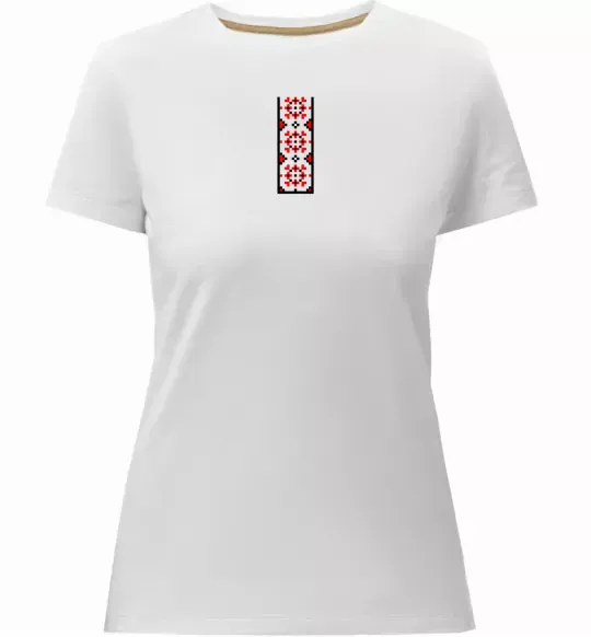 Женская премиум футболка Український орнамент вишиванка ВИШИВКА Белый фото