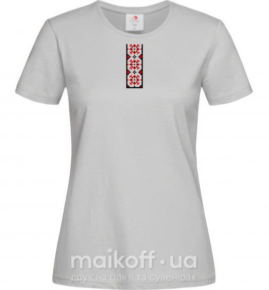 Жіноча футболка Український орнамент вишиванка ВИШИВКА Сірий фото