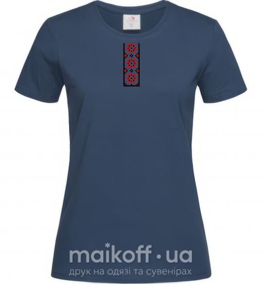 Женская футболка Український орнамент вишиванка ВИШИВКА Темно-синий фото