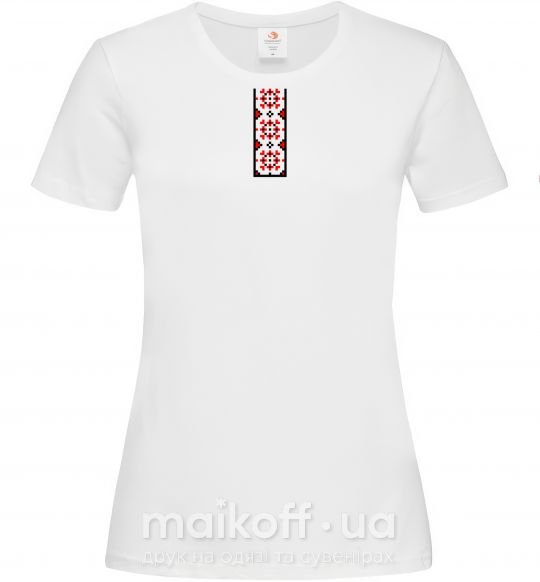 Женская футболка Український орнамент вишиванка ВИШИВКА Белый фото