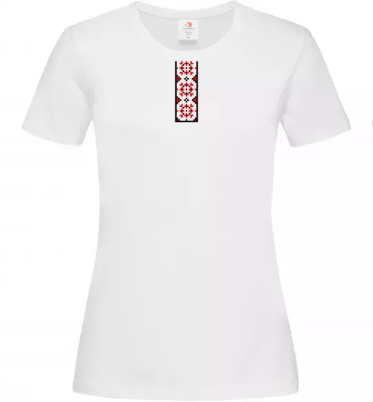 Женская футболка Український орнамент вишиванка ВИШИВКА Белый фото