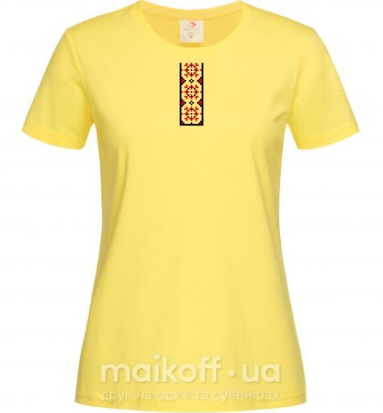 Женская футболка Український орнамент вишиванка ВИШИВКА Лимонный фото