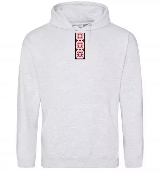 Чоловіча толстовка (худі) Український орнамент вишиванка ВИШИВКА Сірий меланж фото