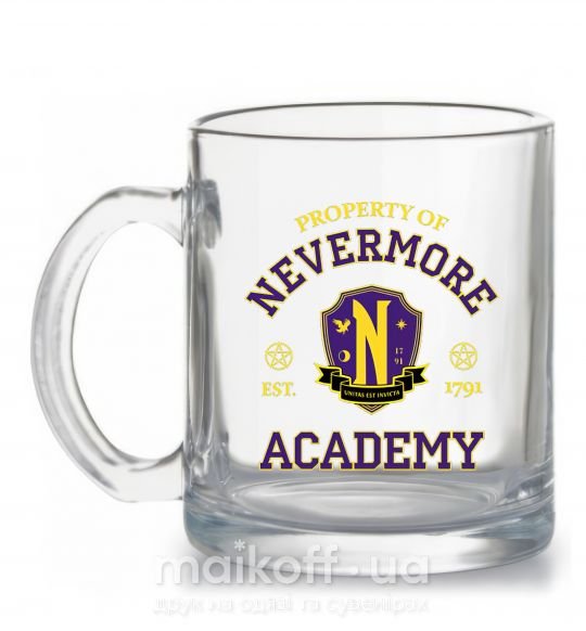 Чашка скляна Nevermore academy Прозорий фото