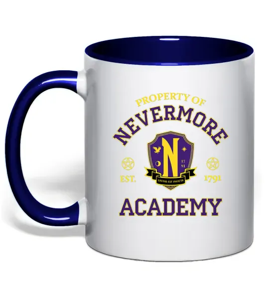 Чашка з кольоровою ручкою Nevermore academy Глибокий темно-синій фото