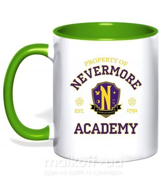 Чашка з кольоровою ручкою Nevermore academy Зелений фото