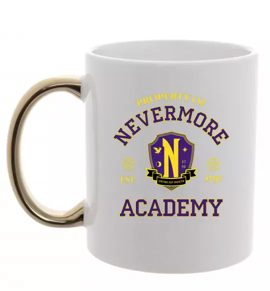 Чашка з кольоровою ручкою Nevermore academy Золото фото