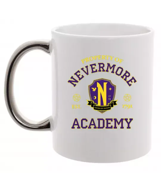 Чашка з кольоровою ручкою Nevermore academy Срібло фото