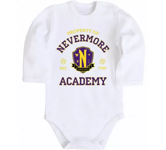 Дитячий бодік Nevermore academy Білий фото