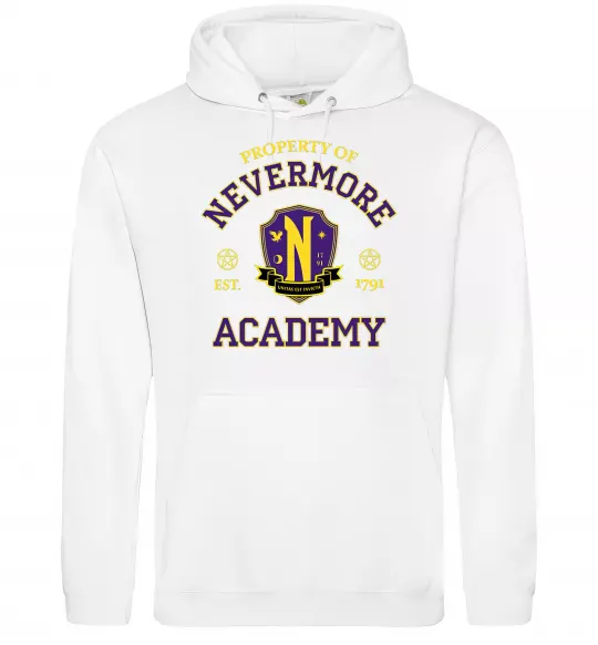 Мужская толстовка (худи) Nevermore academy Белый фото