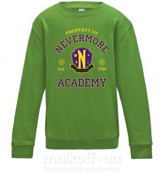 Детский Свитшот Nevermore academy Лаймовый фото